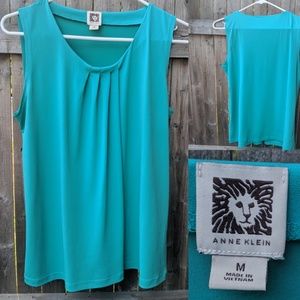 Anne Klein Green Pleated Sleeveless Shell M 2/$10